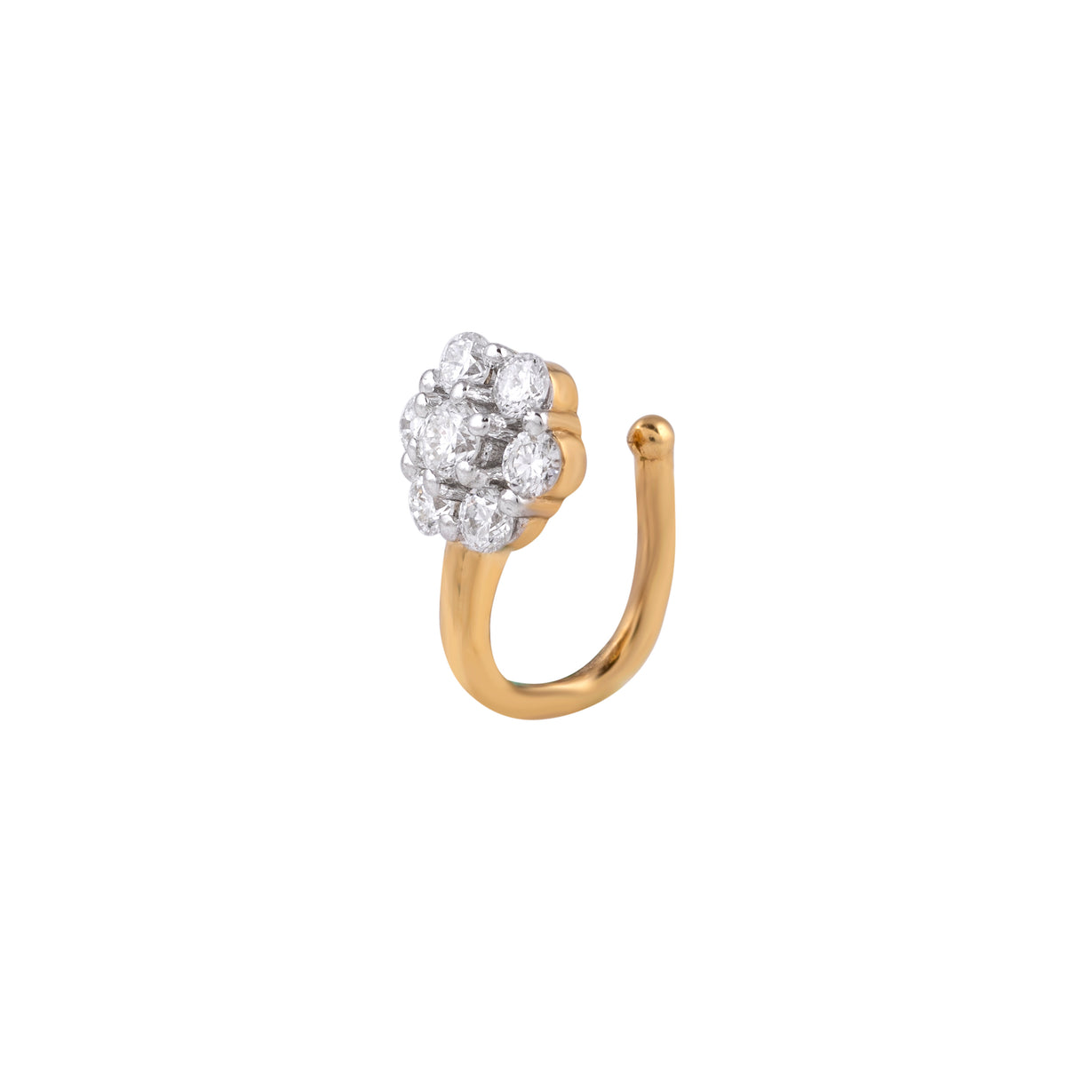 diamond daisy cluster nose pin - view 2