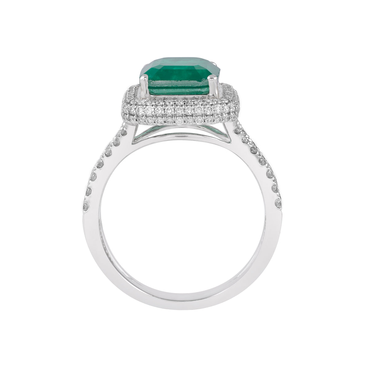 emerald double halo ring - view 3