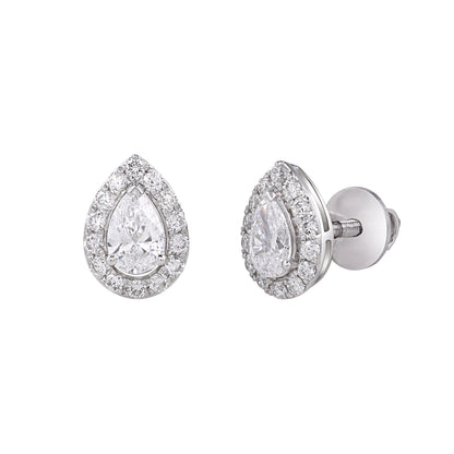 Pear-shaped Diamond Halo Stud Earrings