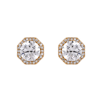 2.5 Carats Round Octagonal Diamond Stud Earrings