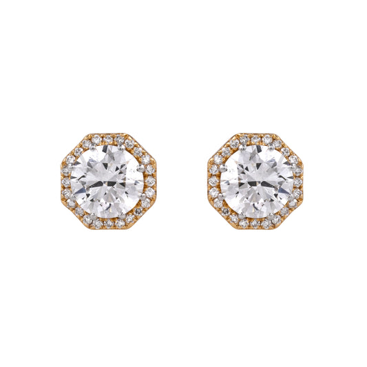2.5 Carats Round Octagonal Diamond Stud Earrings