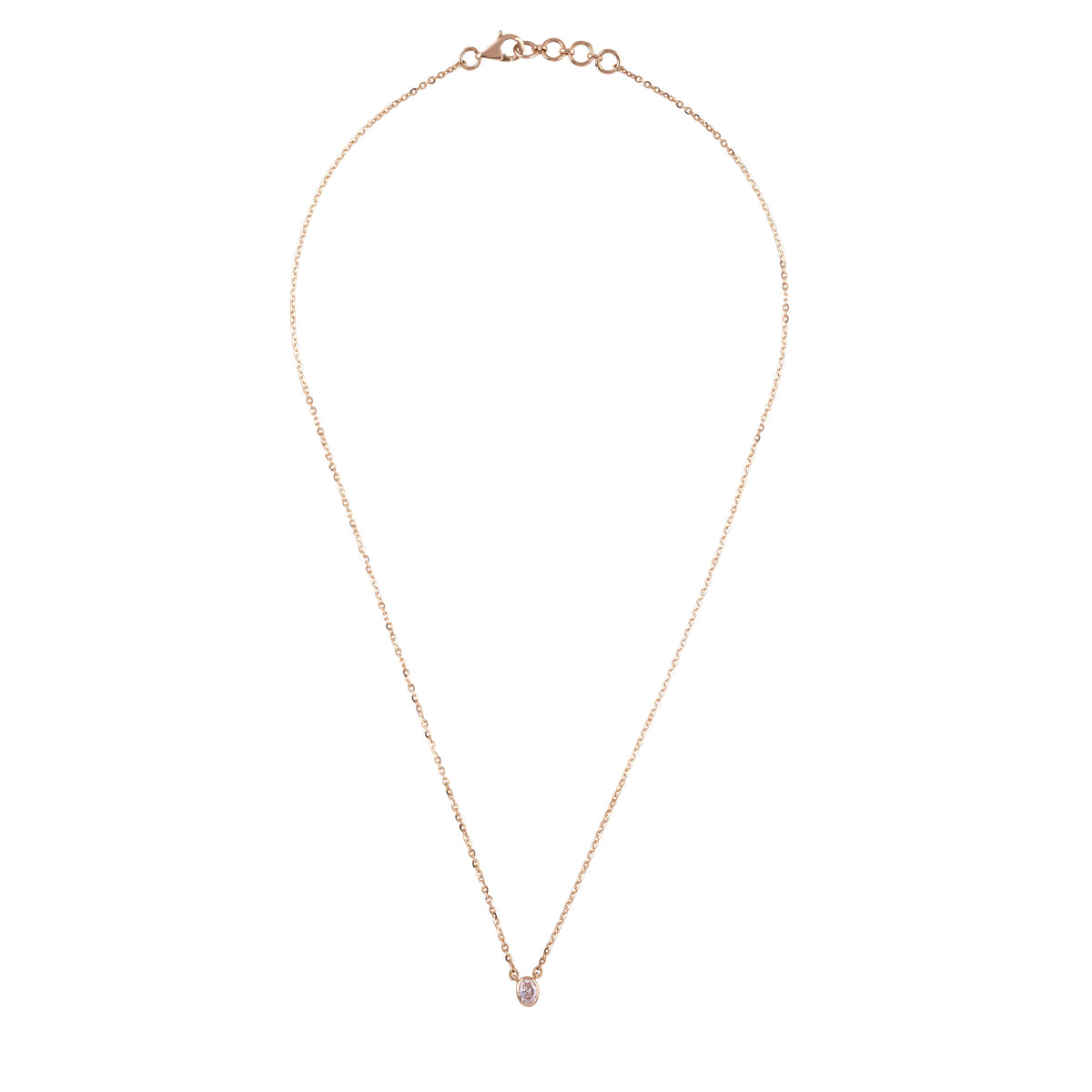 oval diamond bezel solitaire pendant - view 1