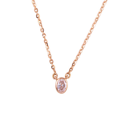 oval diamond bezel solitaire pendant - view 2
