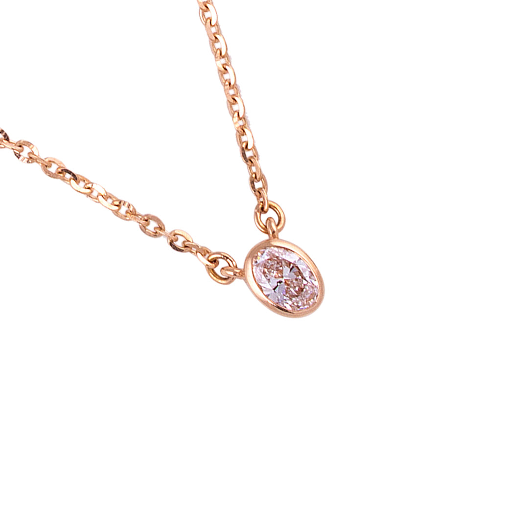 oval diamond bezel solitaire pendant - view 3