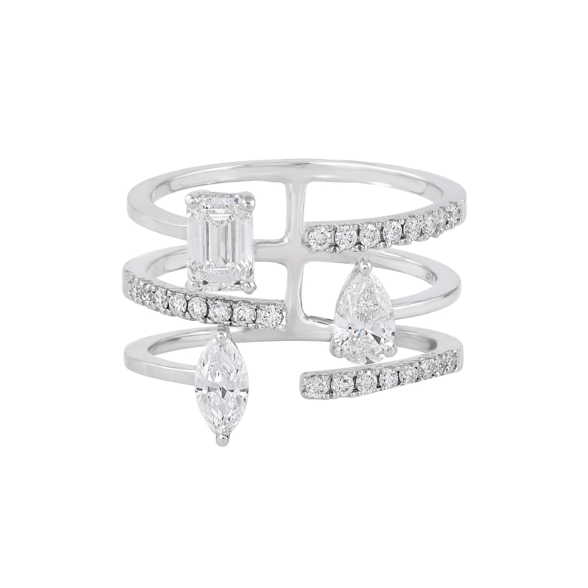 Aurora trio diamond ring - view 1