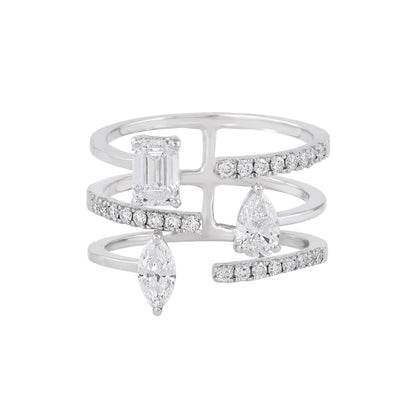 Aurora trio diamond ring - view 1