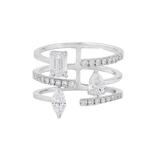 Aurora trio diamond ring - view 1