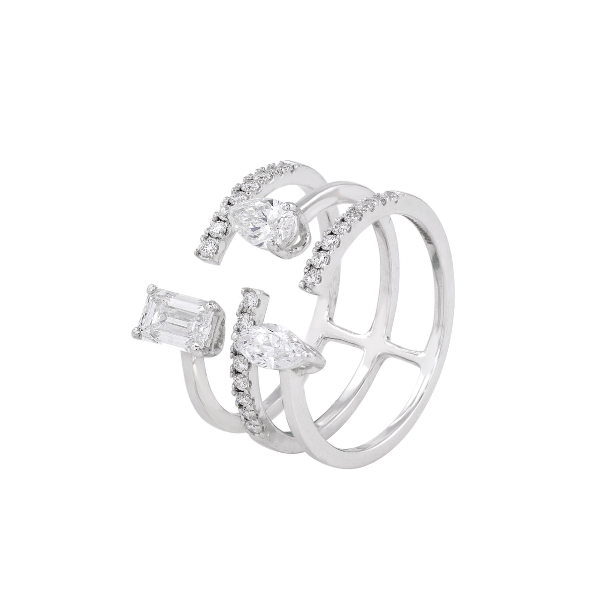 Aurora trio diamond ring - view 2