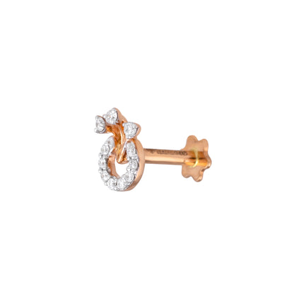 Three-drop diamond halo nose pin - view 2