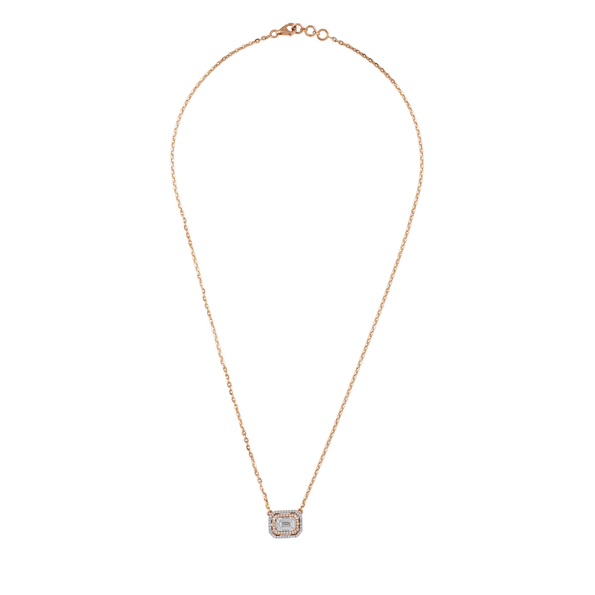 emerald-cut halo pendant - view 1
