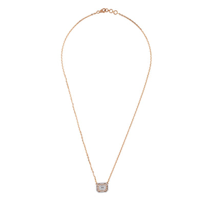 emerald-cut halo pendant - view 1