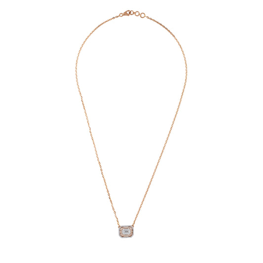 emerald-cut halo pendant - view 1