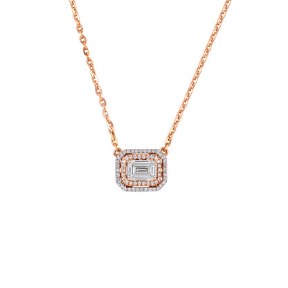 emerald-cut halo pendant - view 2