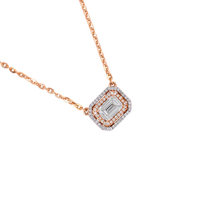 emerald-cut halo pendant - view 3