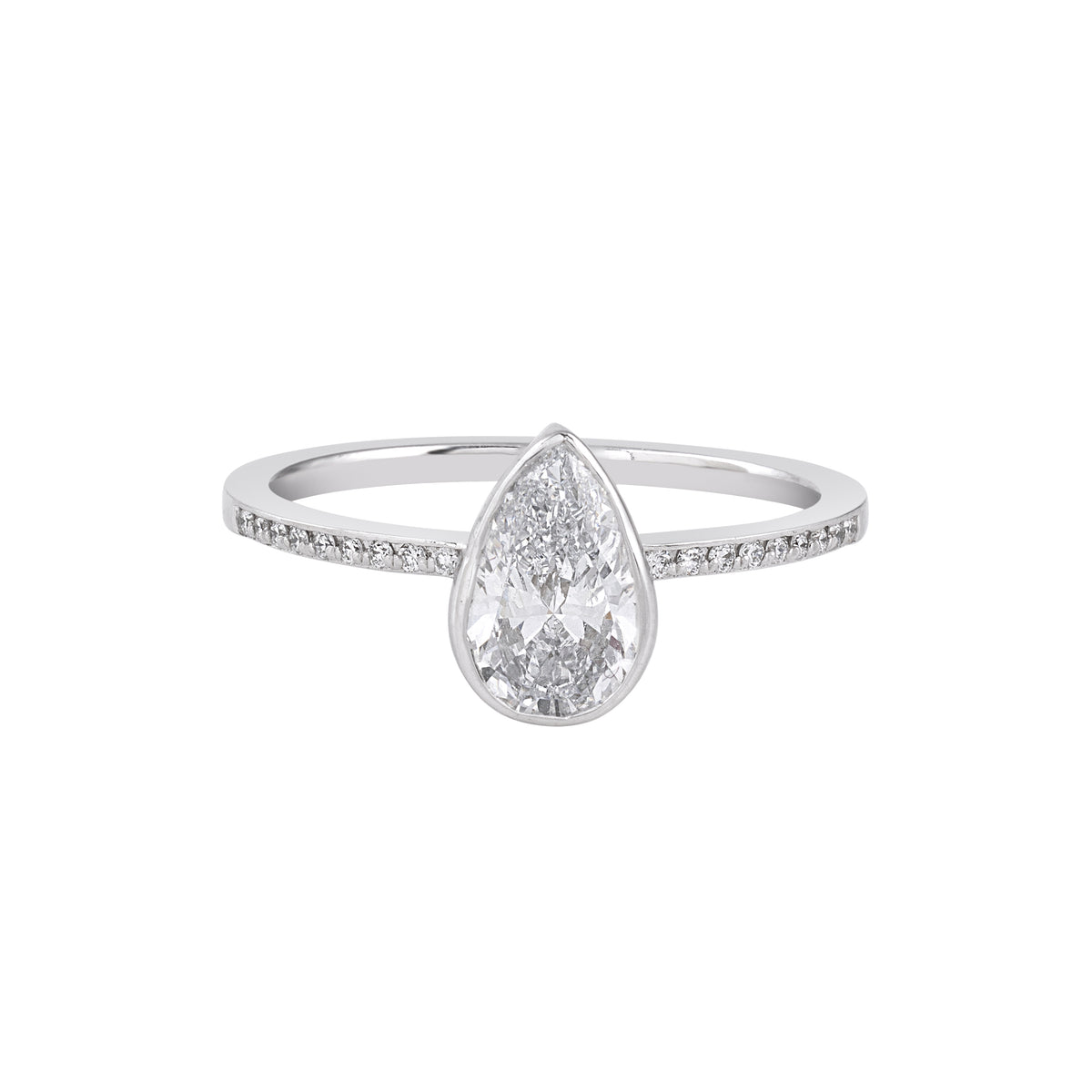 Pear-cut bezel solitaire ring - view 1