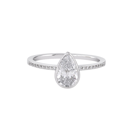 Pear-cut bezel solitaire ring - view 1