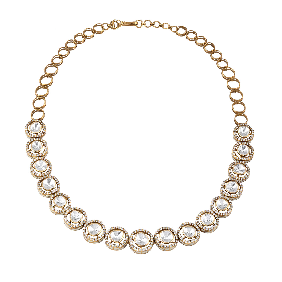 polki diamond halo necklace - view 1