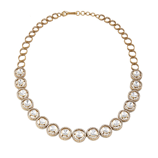 polki diamond halo necklace - view 1