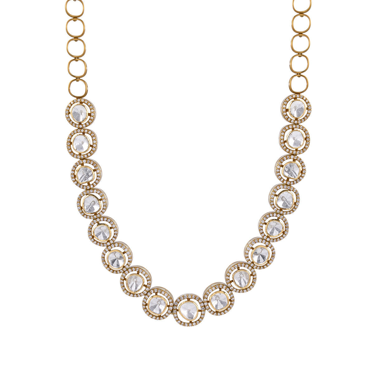 polki diamond halo necklace - view 2