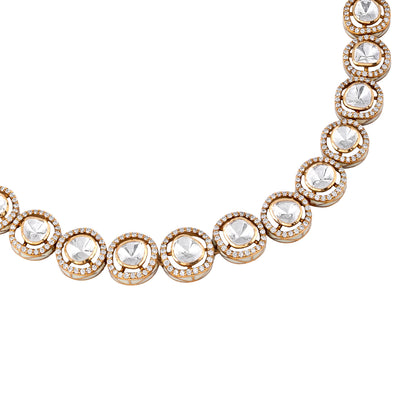 polki diamond halo necklace - view 3