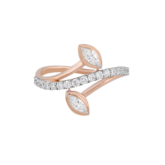 twin leaf ring - view 1