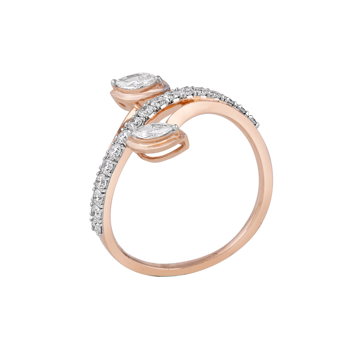 twin leaf ring - view 2
