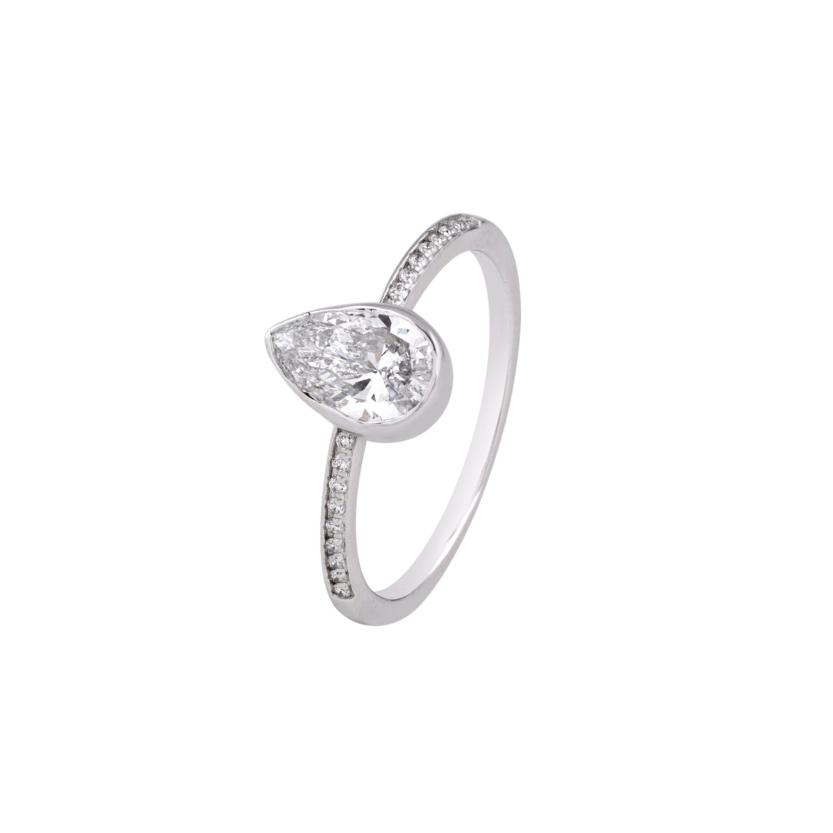 Pear-cut bezel solitaire ring - view 2