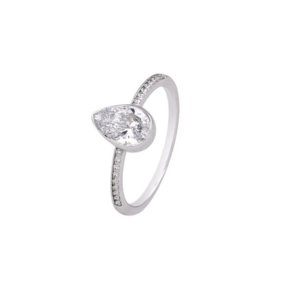 Pear-cut bezel solitaire ring - view 2