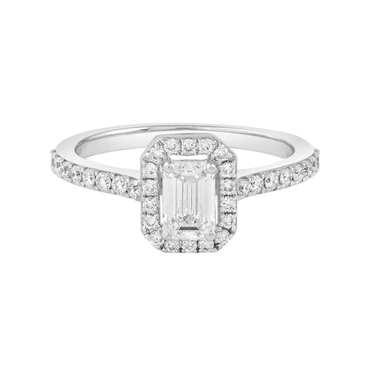 Emerald cut halo ring - view 1