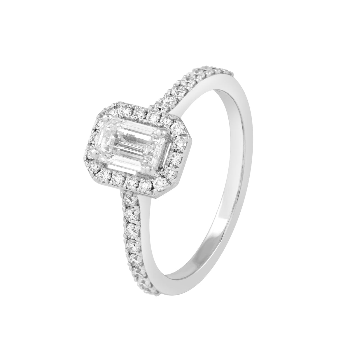 Emerald cut halo ring - view 2
