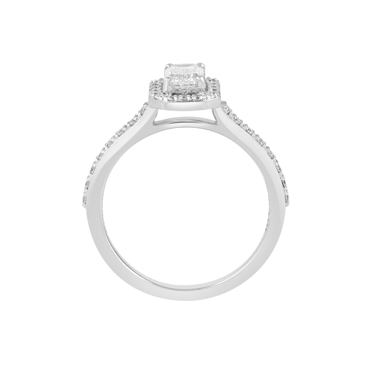 Emerald cut halo ring - view 3
