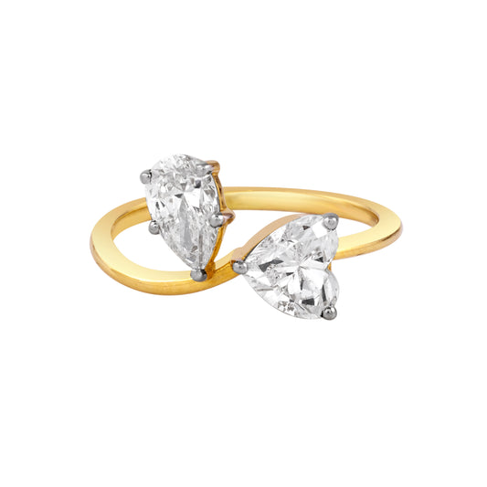 Twin flame diamond ring - view 1