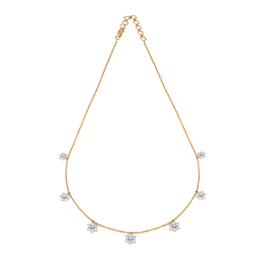 flower drop diamond necklace - view 1
