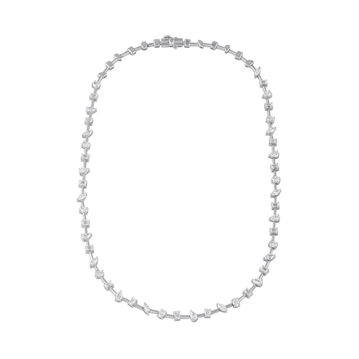 multi shape diamond tennis necklace - view 1