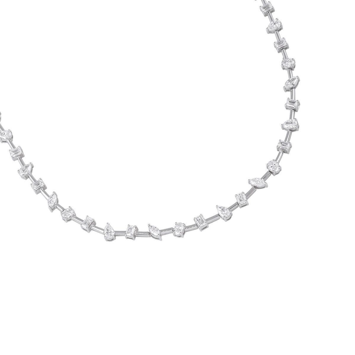 multi shape diamond tennis necklace - view 2