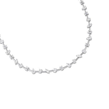 multi shape diamond tennis necklace - view 2
