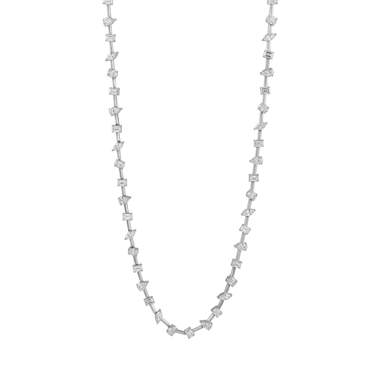 multi shape diamond tennis necklace - view 3