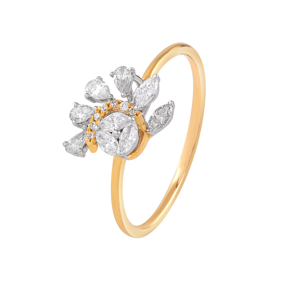 floral cluster diamond ring - view 3
