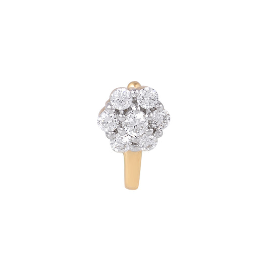 diamond daisy cluster nose pin - view 1