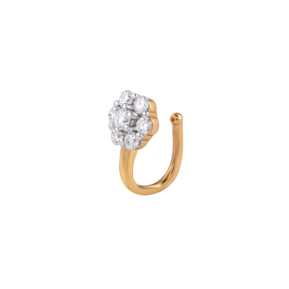 diamond daisy cluster nose pin - view 2