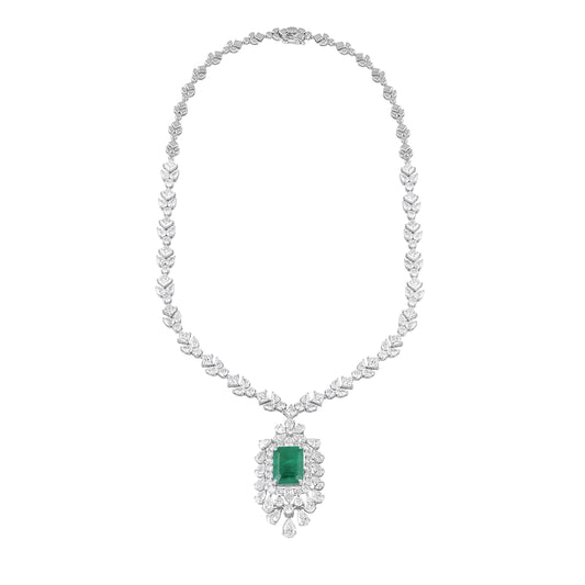 diamond colour stone necklace - view 1