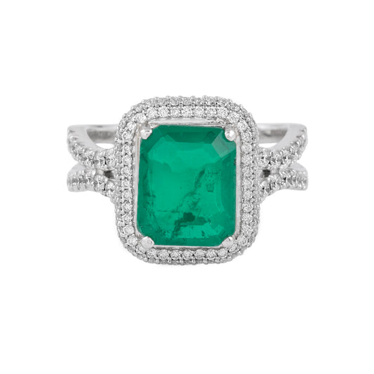 emerald double halo ring - view 1