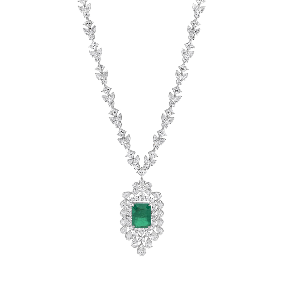 diamond colour stone necklace - view 2