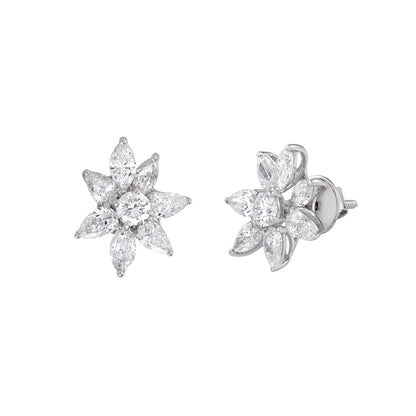 EVERLUME JEWELS floral cluster diamond earrings featuring marquise and round cut diamonds