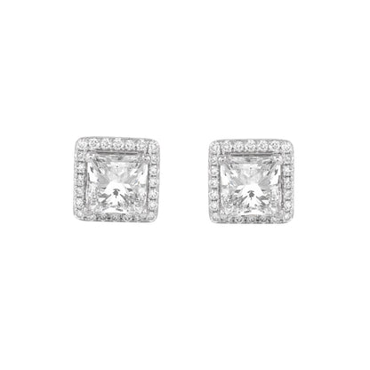 EVERLUME JEWELS princess cut halo diamond stud earrings