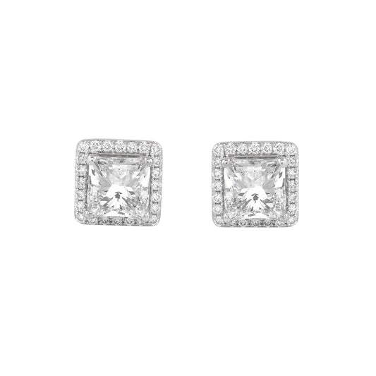 EVERLUME JEWELS princess cut halo diamond stud earrings