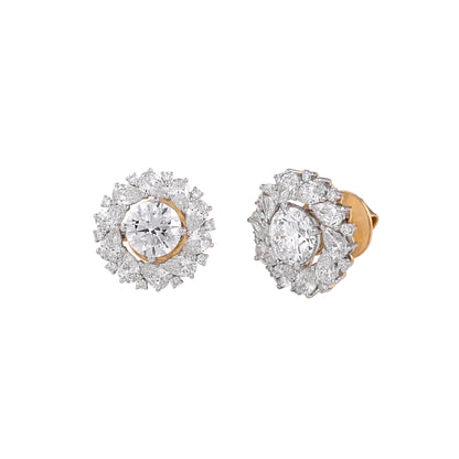 Floral Halo Diamond Stud Earrings by EVERLUME JEWELS
