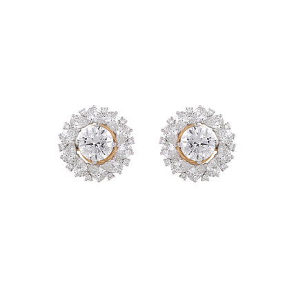 Floral Halo Diamond Stud Earrings by EVERLUME JEWELS