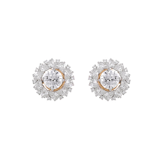 Floral Halo Diamond Stud Earrings by EVERLUME JEWELS