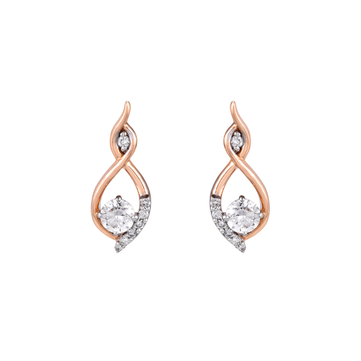 Aurelia Twist diamond earrings in rose gold by Everlume Jewels